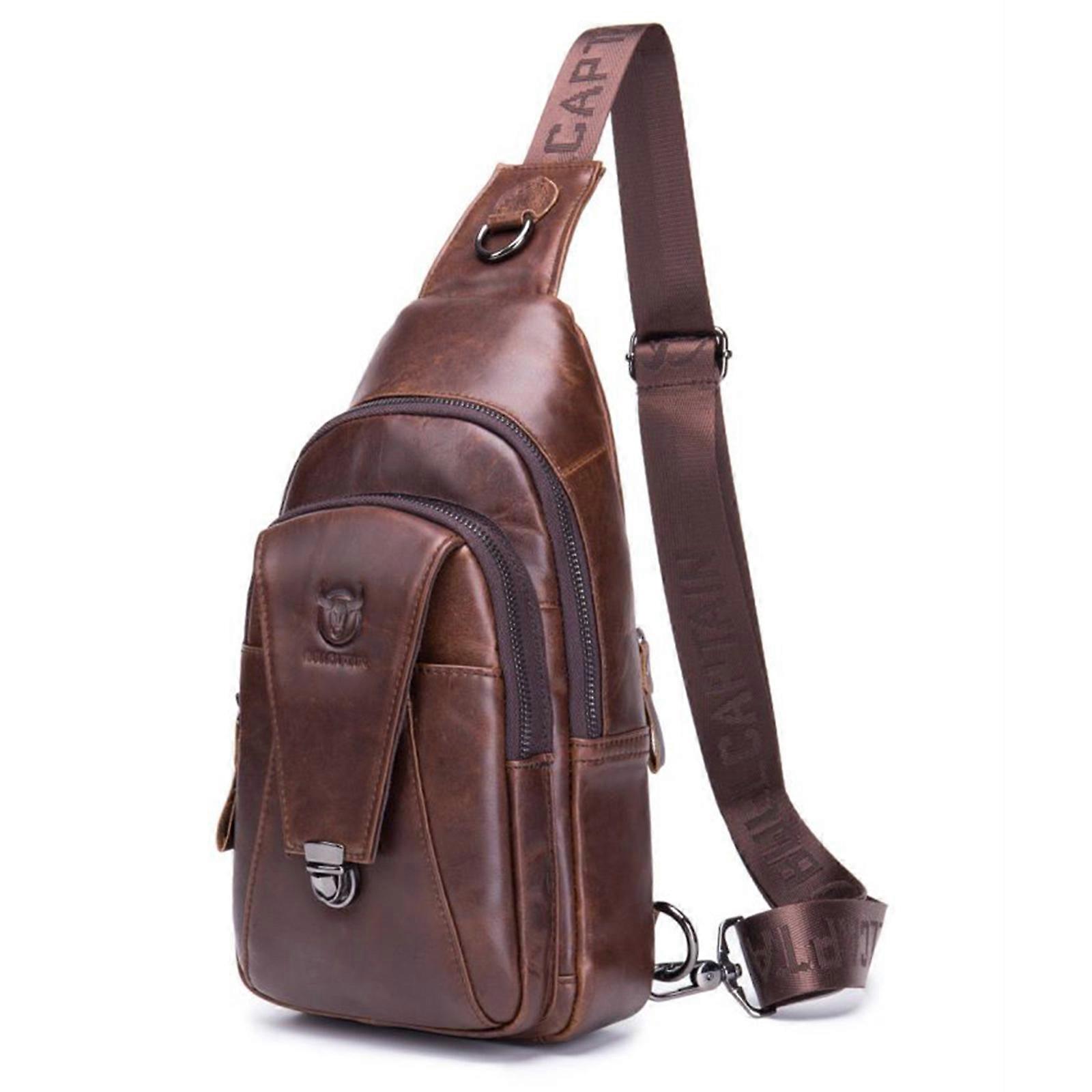 Classic Brown Full Grain Leather Shoulder Bag