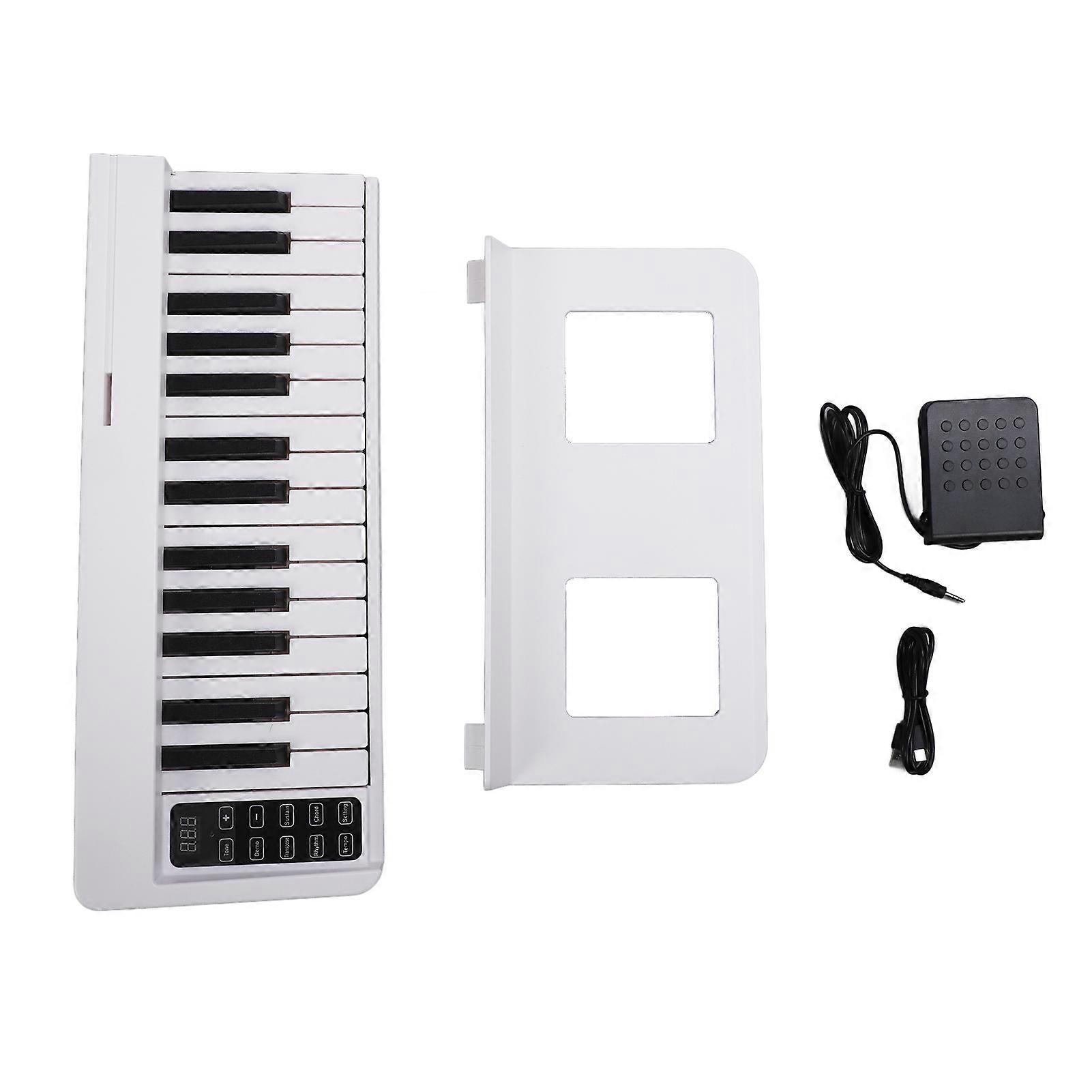 61 Key Folding Piano Full Size Rechargeable Clear Tones Folding Piano Keyboard for Beginner White
