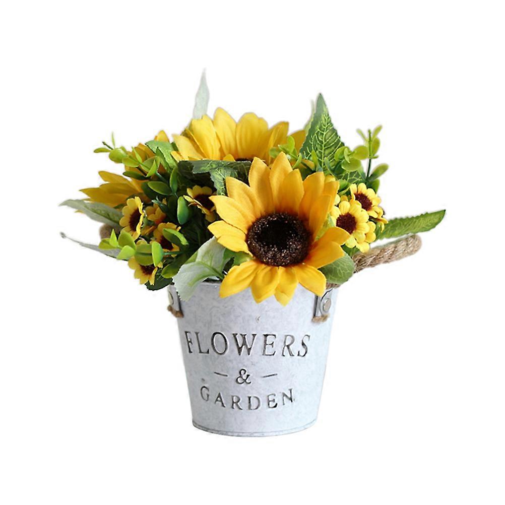 Artificial Sunflower Bouquet with Vase, Simulation Yellow Flowers