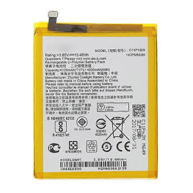 Compatible For Asus Zenfone 3 Max ZC553KL 3.85V 4120mAh Rechargeable Li-ion Polymer Battery Replacement Part (C11P1609) (without L