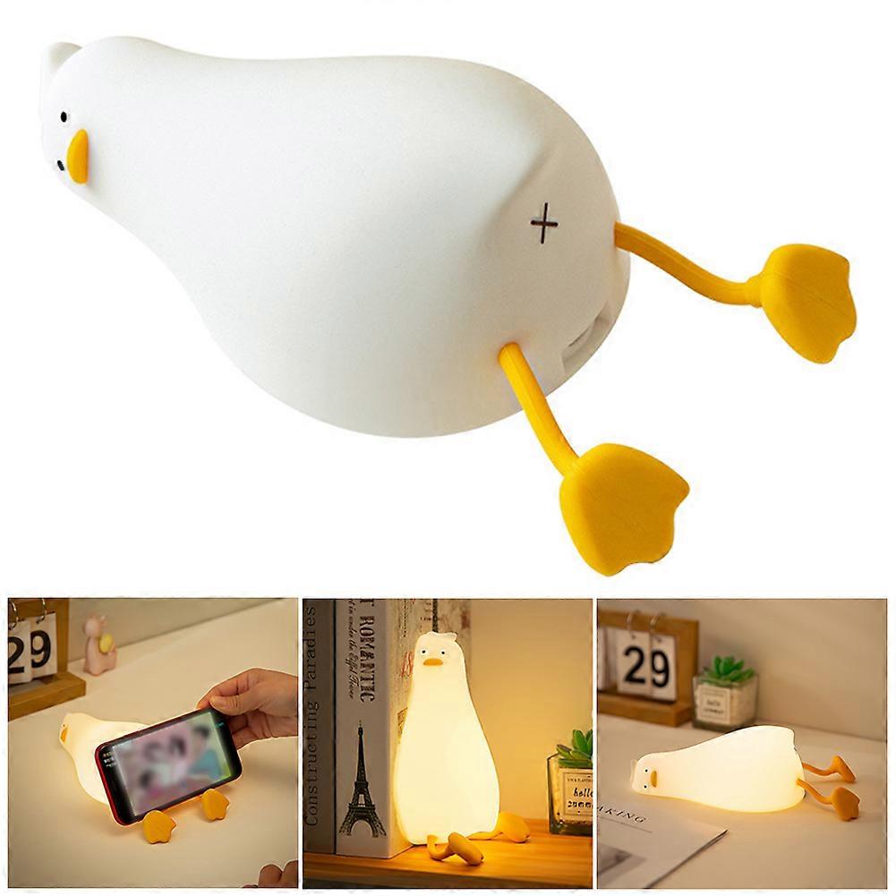 Luce notturna a LED per anatra sdraiata, lampada per la scuola materna dimmerabile a 3 livelli, lampada squishy touch in silicone, lampada da comodino ricaricabile per bambini piccoli