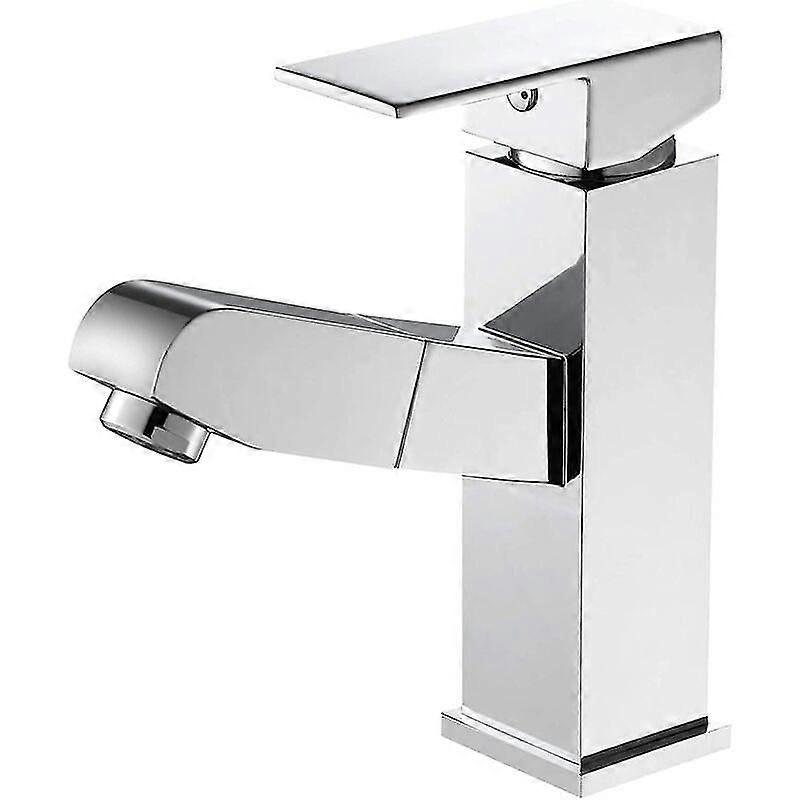 Bathroom Sink Faucet, Pull Out Sink Faucet with Durable Copper Body, Cold and Hot Water Available, Easy Assembly Perfect Bathroom, With Two Inlet Pipe