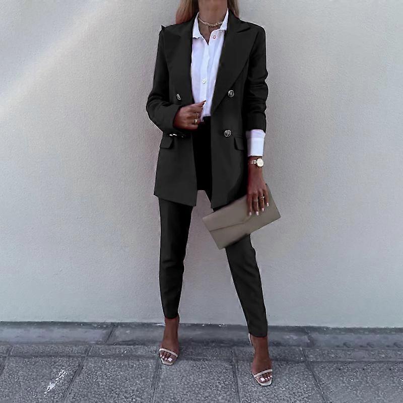Två stycken kavajer Klädset för kvinnor Höst Vår Kontor Lady Elegant Kavaj Kostymer Långärmade Kappor och Penna Byxor