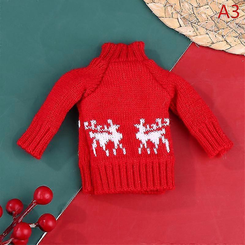 Julstil stickad bomullströja för elf dockkläder accessoarer