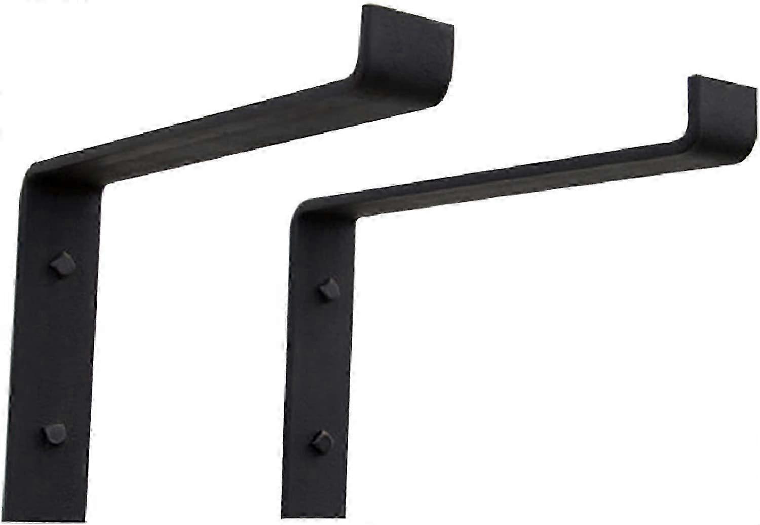 Lip Wall Bracket Shelf Bracket, DIY Decorative Floating Bracket, Metal Frame Hardware, Including Mounting Screws, Black, 2 Pieces (25cm)