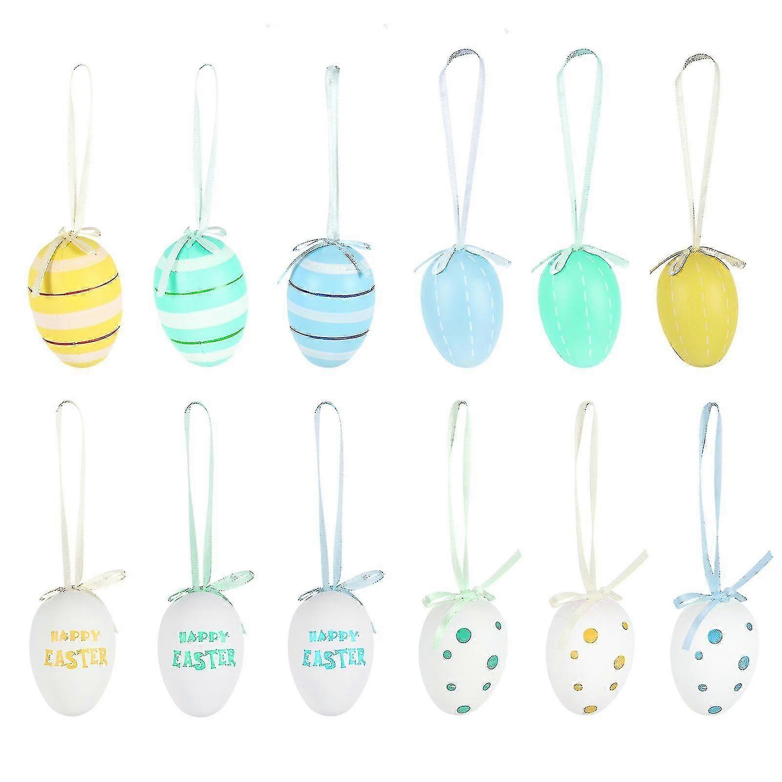 18pcs Creative Diy Easter Egg Decorative Plastic Egg Pendant Party Decorations
