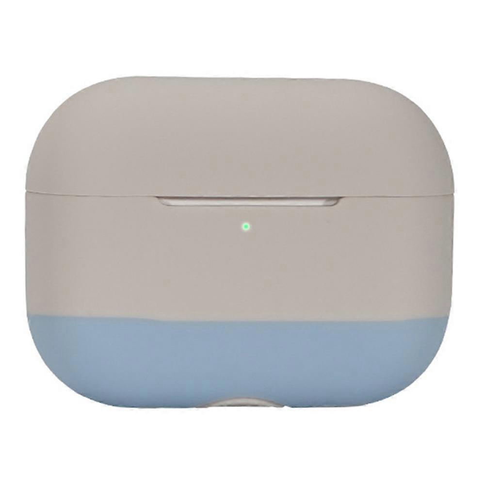 For AirPods Pro 2 Silicone Case Contrast Color Bluetooth Earphone Cover-Apricot+Apricot+Denim Blue