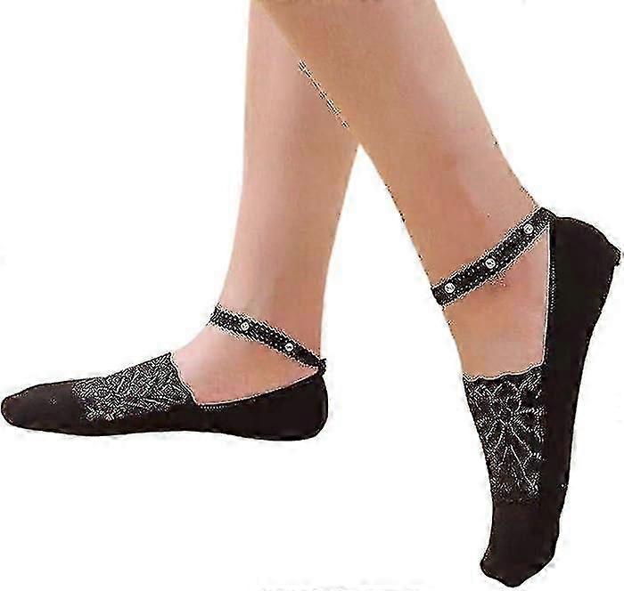 2 pairs of lace socks of pearls for women, summer socks in fine lace mesh - gray