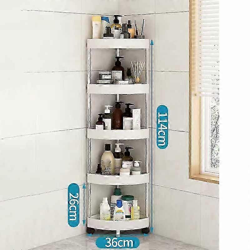 3/4/5 Layer Kitchen Storage Rack Triangle Movable Plastic Bathroom Shelf Wheels Space Saving Organiz