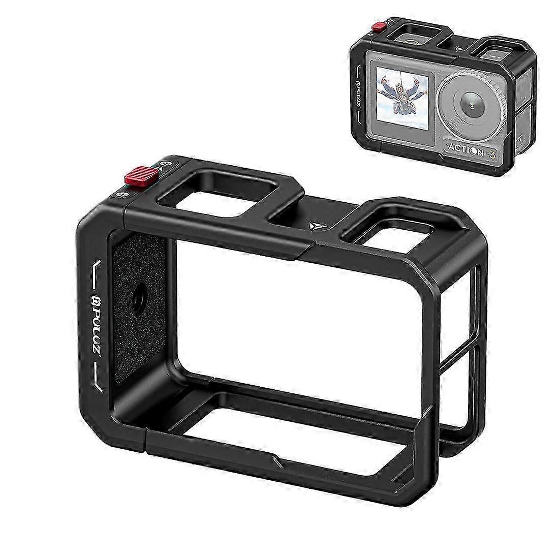 For DJI Osmo Action 5 Pro / 4 / 3 PULUZ All-inclusive Aluminum Alloy Cage Expansion Adapter Frame with Lens Cover (Black)