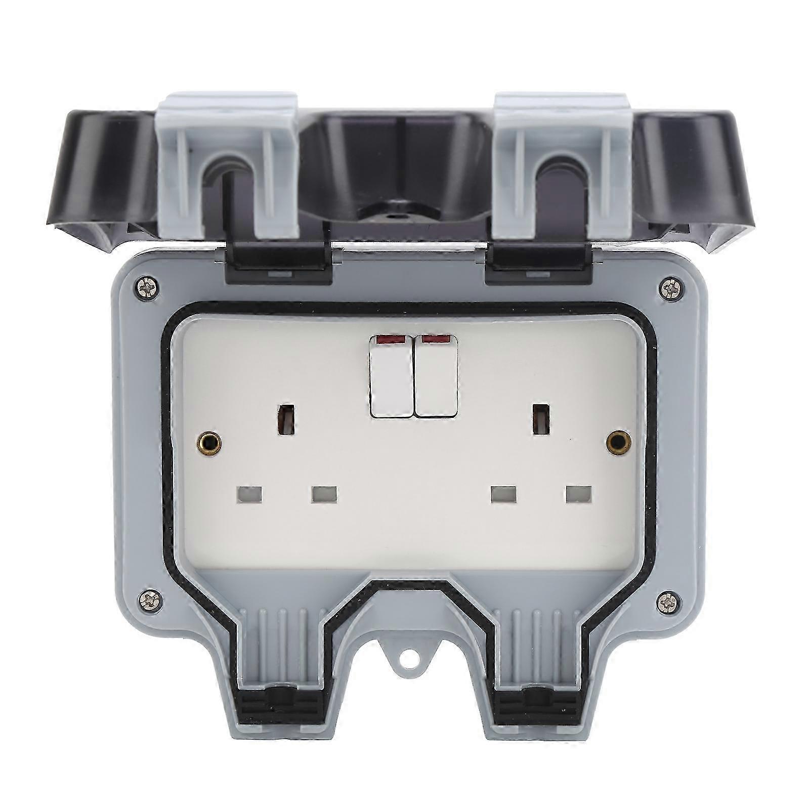 Outdoor Waterproof Socket Box Wall Rainproof Electrical Outlets Control Components UK Style 220V