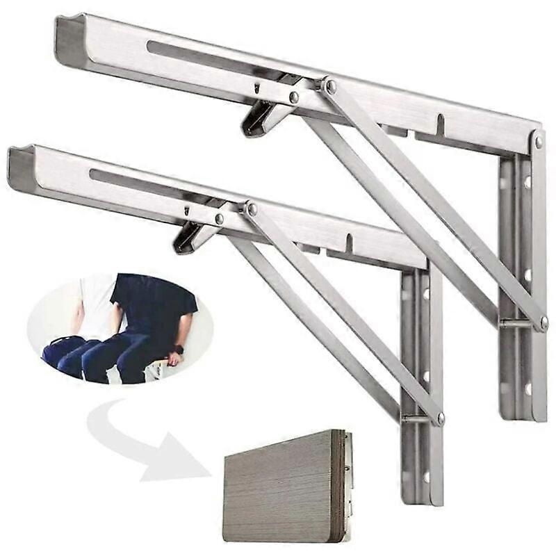 Easy Installation Support, Triangle Construction Folding Shelf Brackets, Quality Assurance Heavy Duty Stainless Steel, Perfect for DIY Projects,