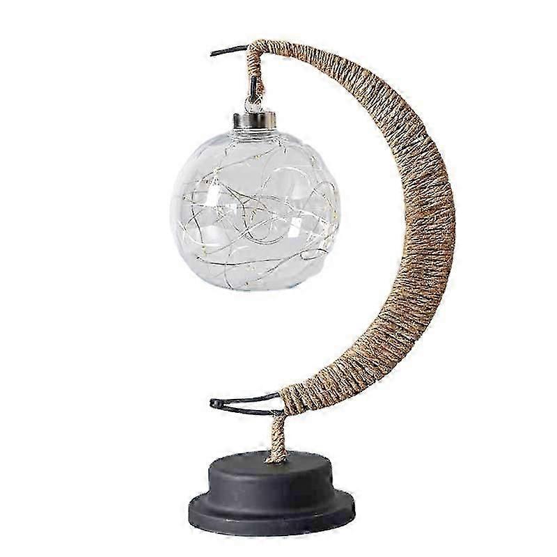 Lampe boule LED Lampe de lune en fer forgé Lampe de bureau de bar Lampe décorative Lampe de modélisation décorative de chambre à coucher (batterie non incluse) Décor de Noël d’Halloween