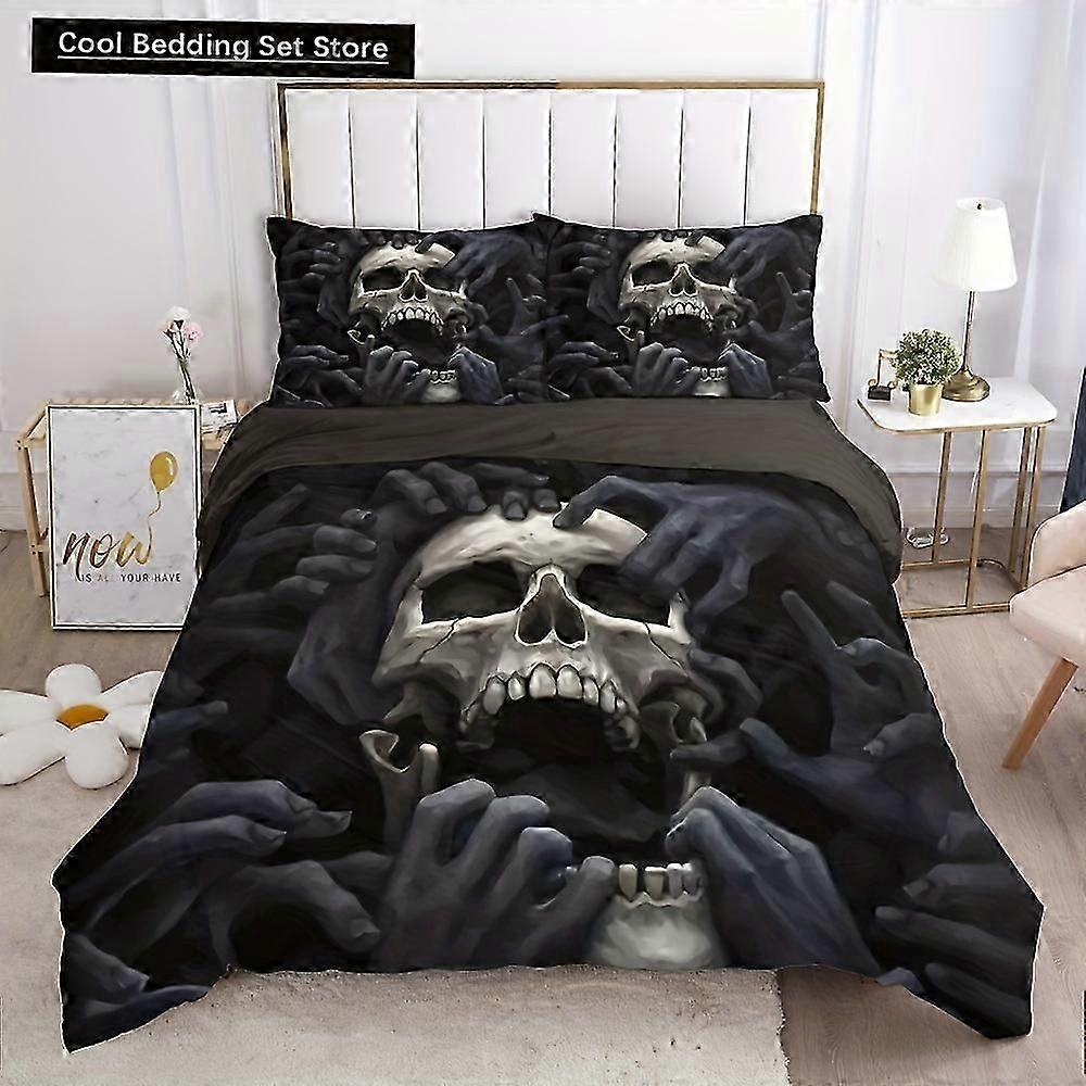 m757 Lençóis de Cama Crânio Impresso Conjunto de Capa de Edredom (1 Capa de Edredom + 1/2 Fronha), Conjunto de Cama de Anime Macio e Aconchegante para Quarto de Quarto de Hóspedes Lençóis ggt757