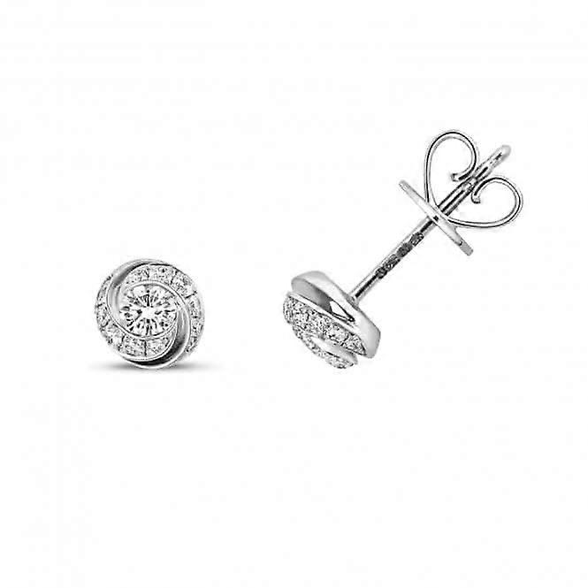 Diamond Jewellery 18CT White Gold Diamond Swirl Earring Studs EDQ318W