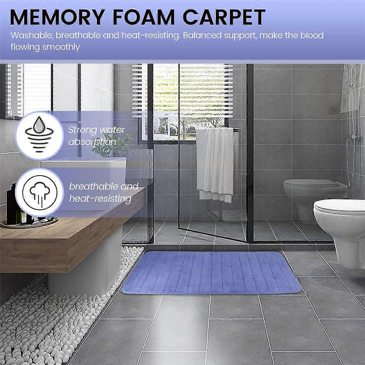 120x40cm Absorbent Nonslip Memory Foam Floor Mat Carpet Dark blue