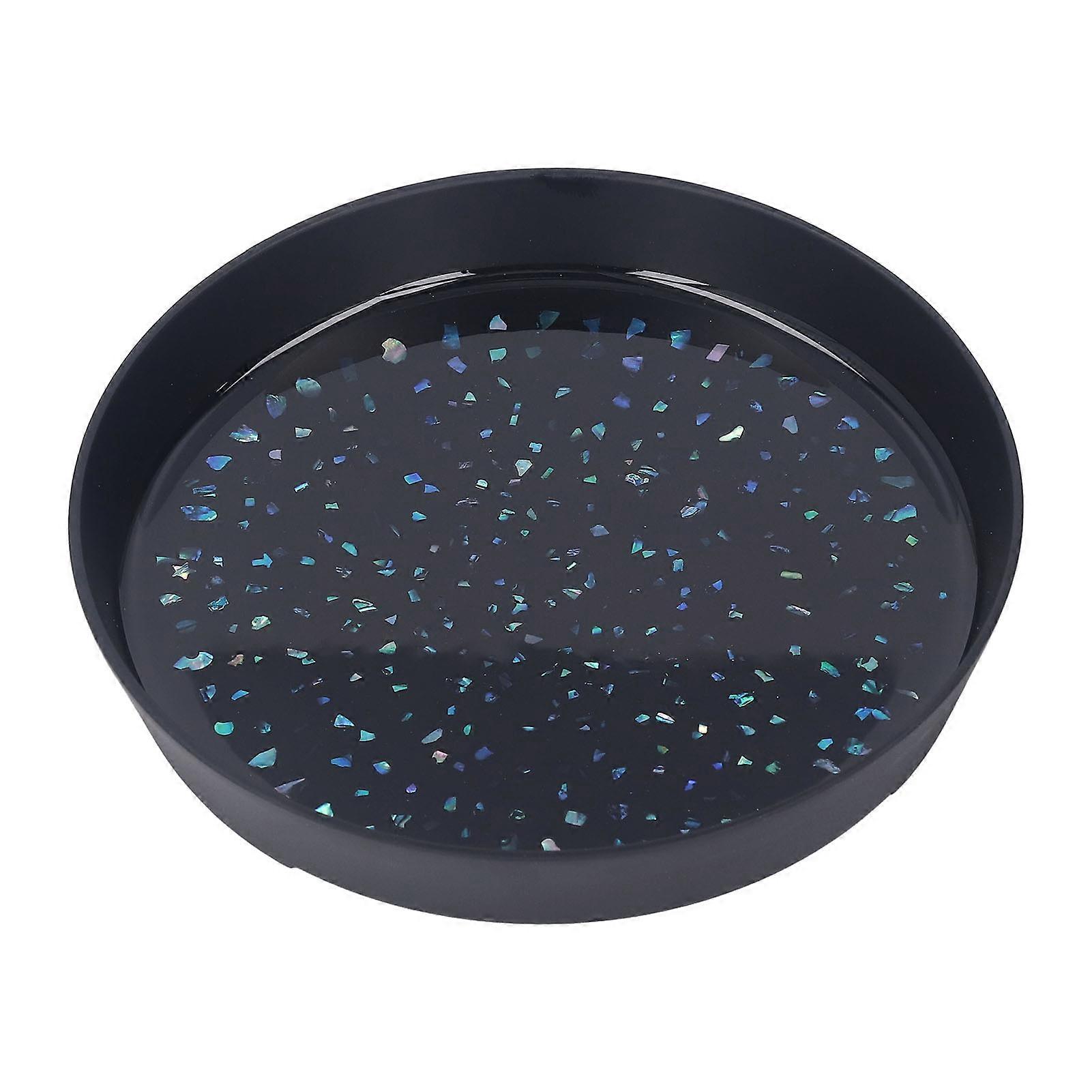 Small Tea Tray Complex Pattern Round Alloy Decorative Tea Serving Tray for Home Patio Porch Deck