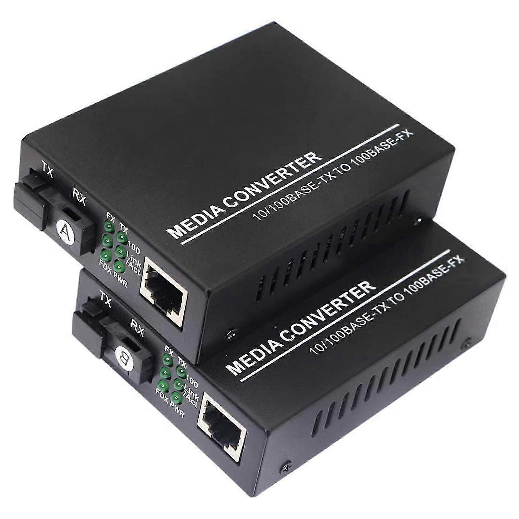 Fiber Ethernet Media Converter,Single-Mode 10/100Base-TX to 100Base-FX, RJ45 to SC, Fiber Transceiver Up to 25KM(1 Pair)