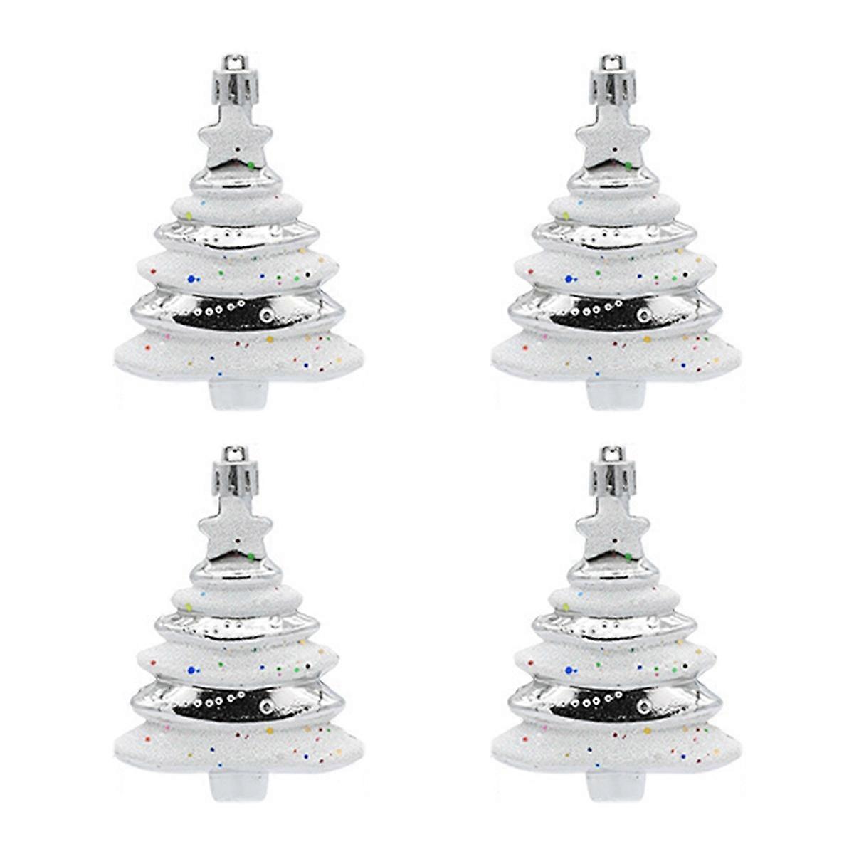 8x6cm 4-pack julkulor specialformad julgran silver