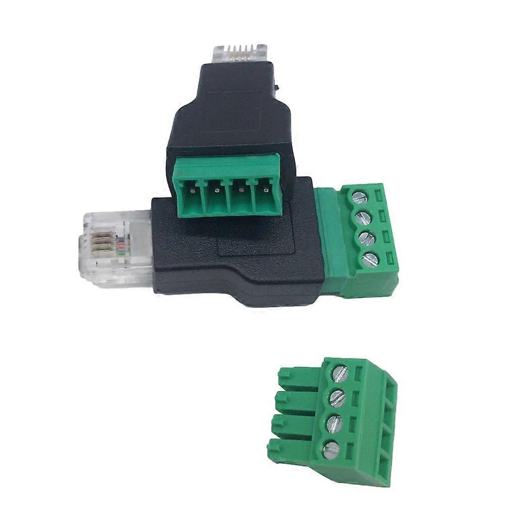 RJ11 to Screw Terminal Adapter RJ11 Male to 4 Pin Connector Splitter Shield Terminal Plug for CCTV DVR Accessories  Black