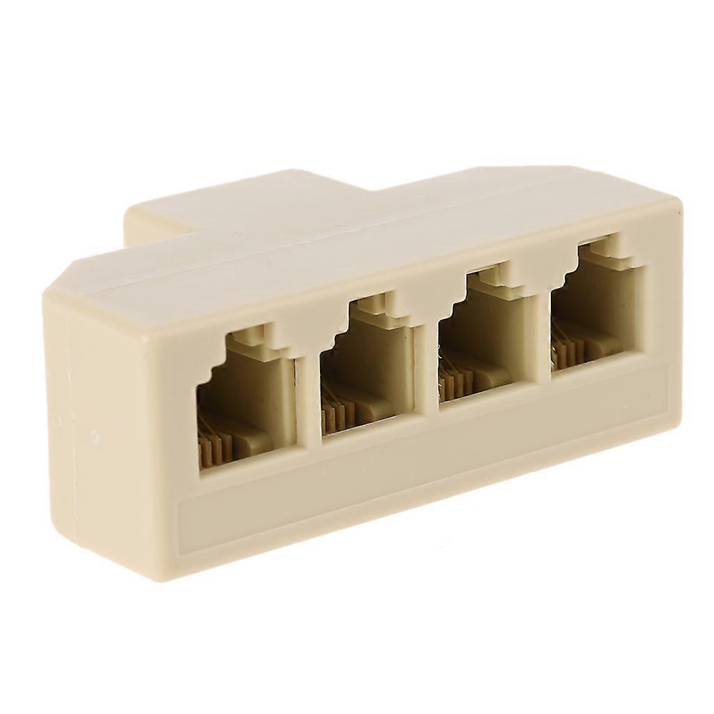 1PC RJ11 Splitter 4 Way Adapter 1 for M to 4 F RJ-11 6P4C Phone Jack Splitter for Landline Telephone White