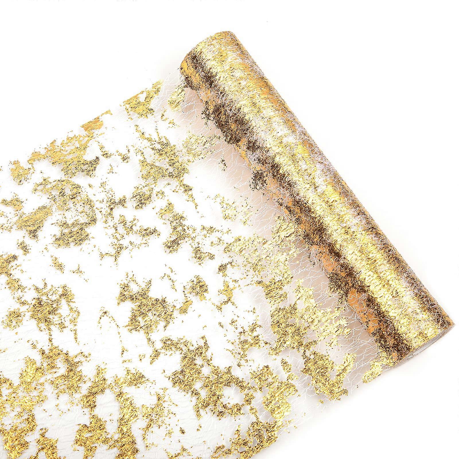 Glitter Metallic Gold Thin Mesh Table Runner for Wedding Party 1 Roll