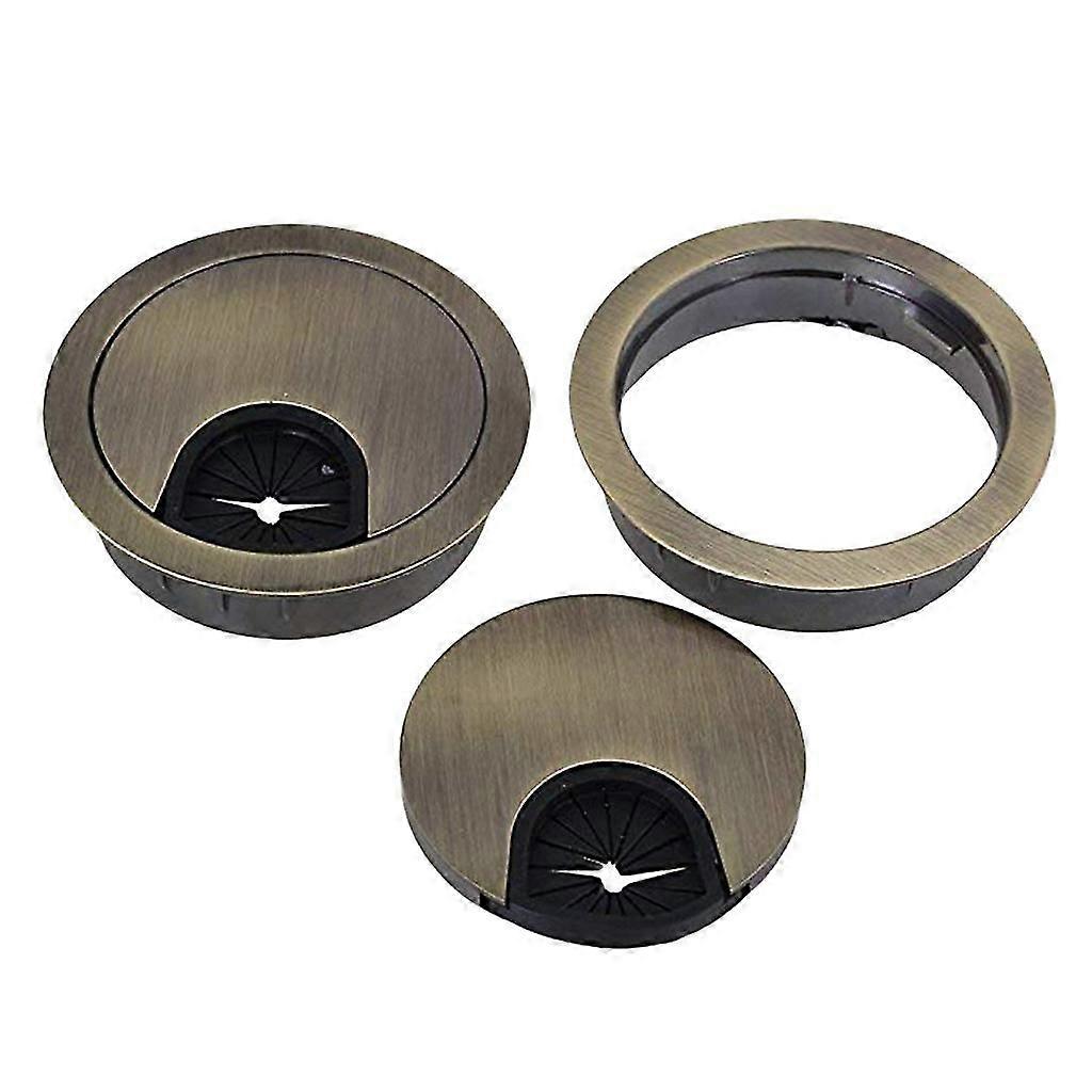 2Pcs 60mm Computer Schreibtisch Tisch Tülle Kabel Port Draht Loch Abdeckung Silber