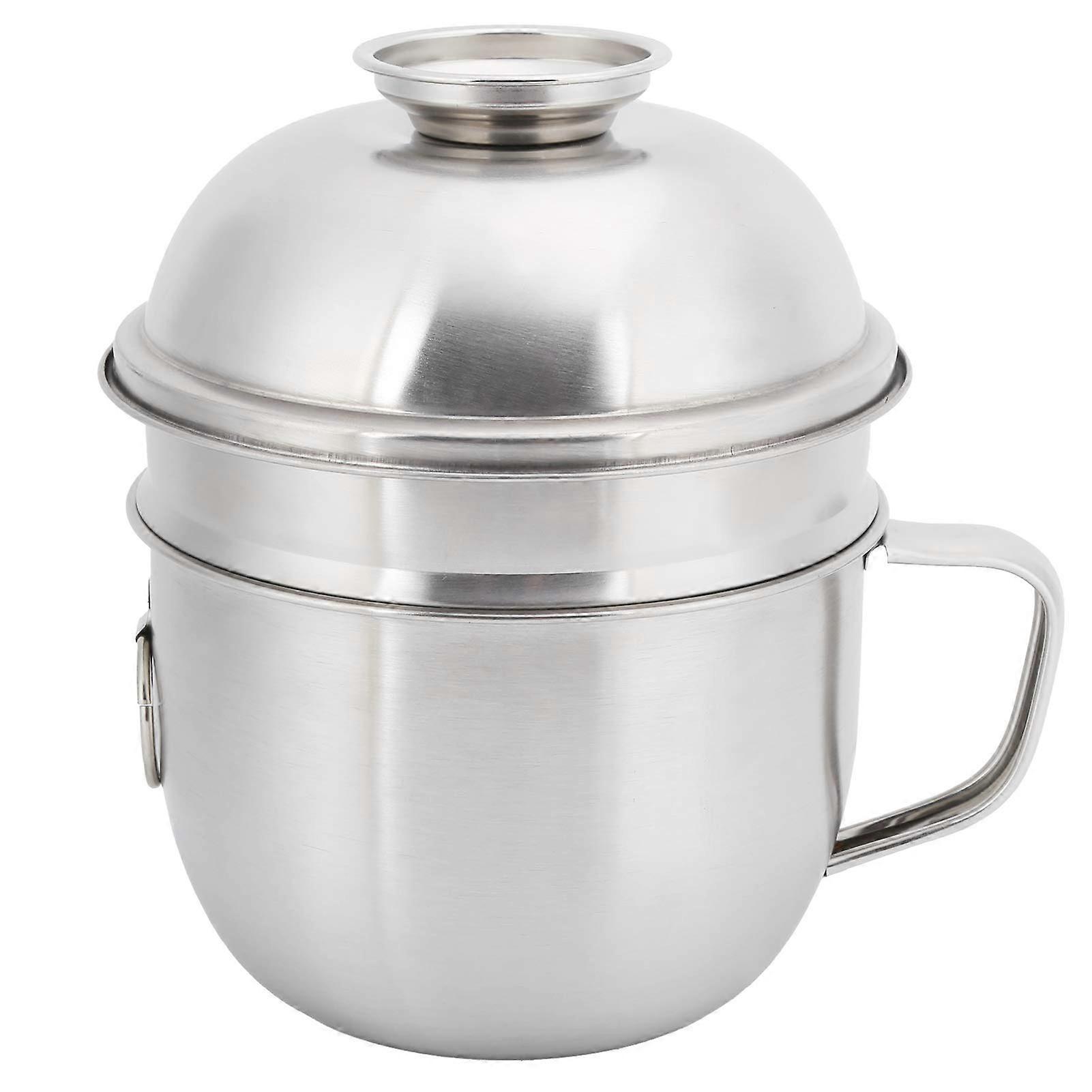 Stainless Steel Fast Food Bowl Double Layer Lunch Box Noodle Soup Cup with Lid 750ml for Meal Prep