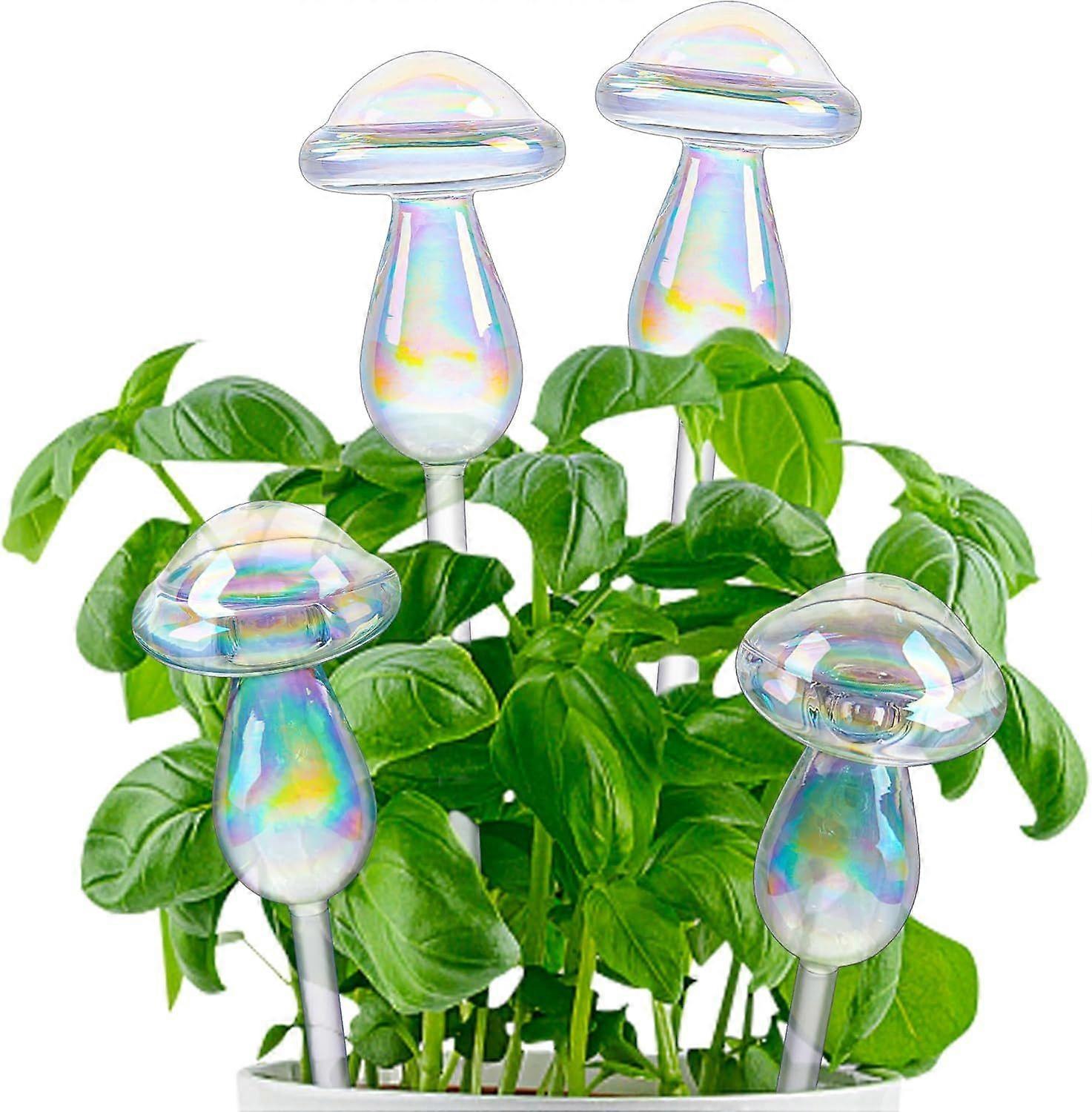 4 Pack Rainbow Gradient Transparent Mushroom Automatic Plant Watering Ball Device