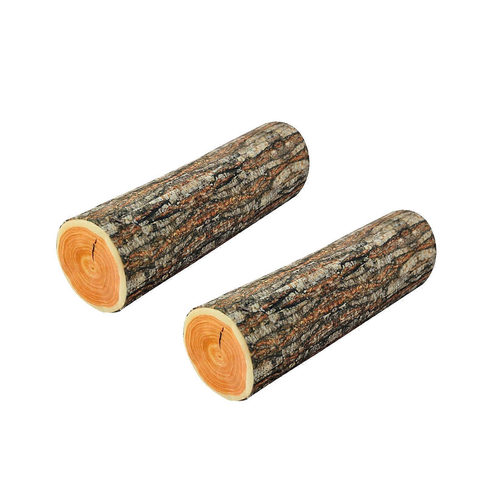 Round Stump Throw Pillow Set of 2, 17 x 5 Inch 3D Digital Wood Log Print Decorative Cushion for Sofa Home Decor