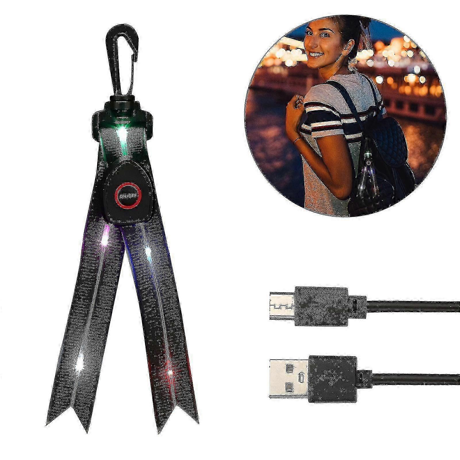 Led Flashing Light With Colourful Light,usb Rechargeable Reflectors School Bag Safety Light