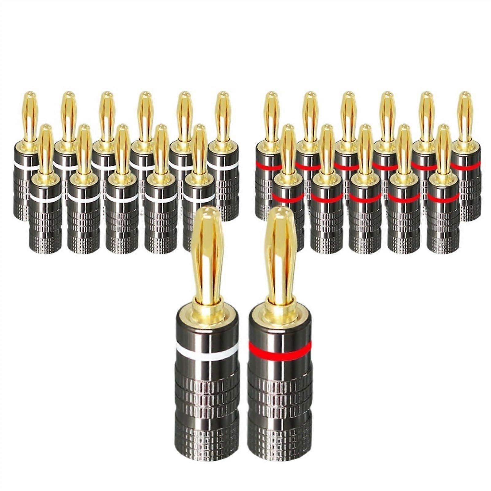 4mm Pure Copper Gold Plated Banana Connector with Screw Lock Speaker Cable Wire Pin Banana Connectors(4 Pcs,Leaf Type)