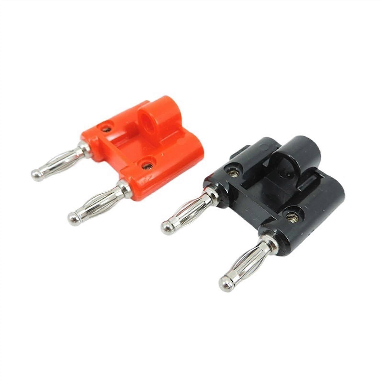 Double Dual 4mm Banana Socket Binding Post Jack Speaker Adapter Nickel Plated Red Black Connectors 1pc Black