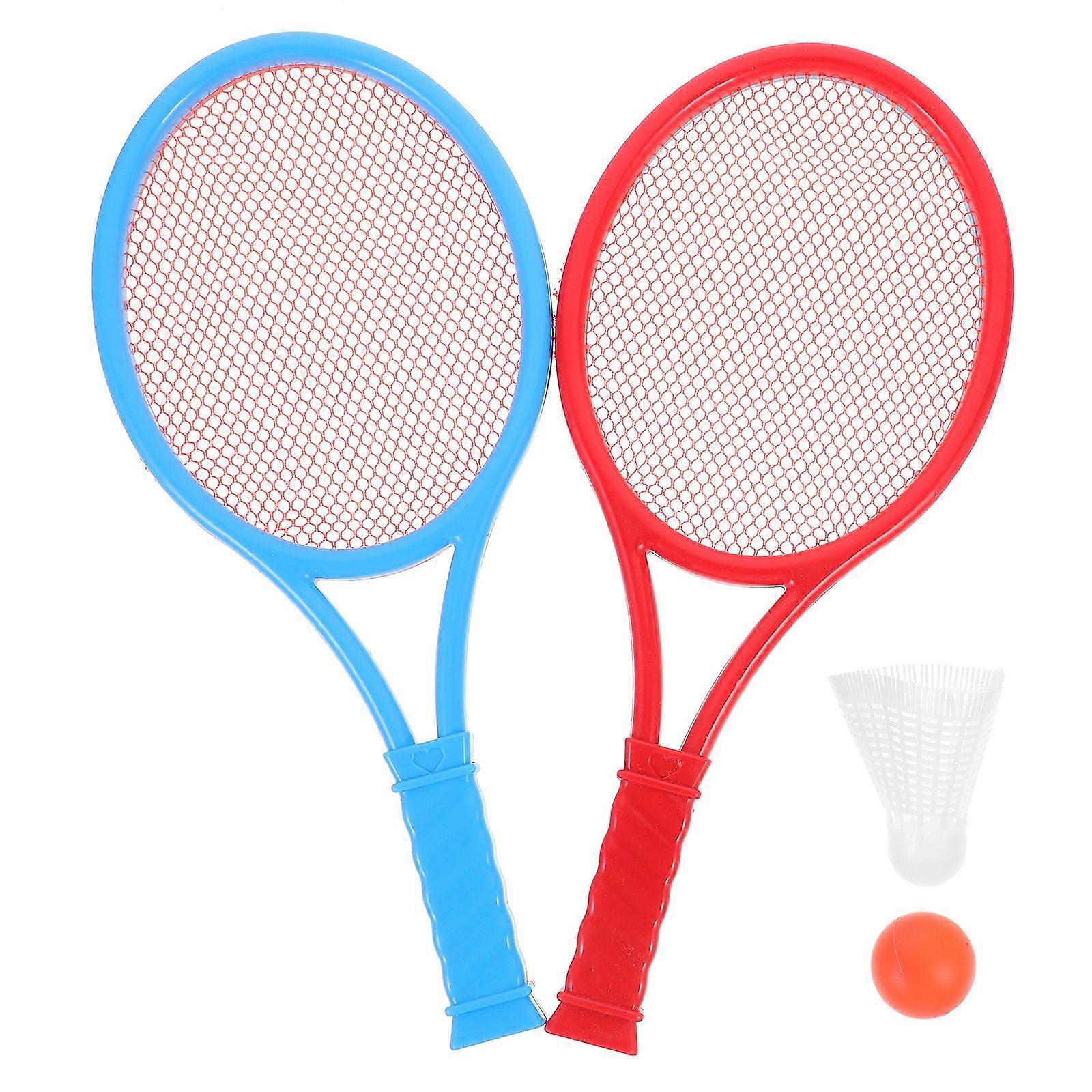 1 Set Tennis Racket Brinquedos Outdoor Props Plástico Exercício Brinquedo Crianças Acessórios para Meninos Meninas com 2 Bolas Cor Aleatória