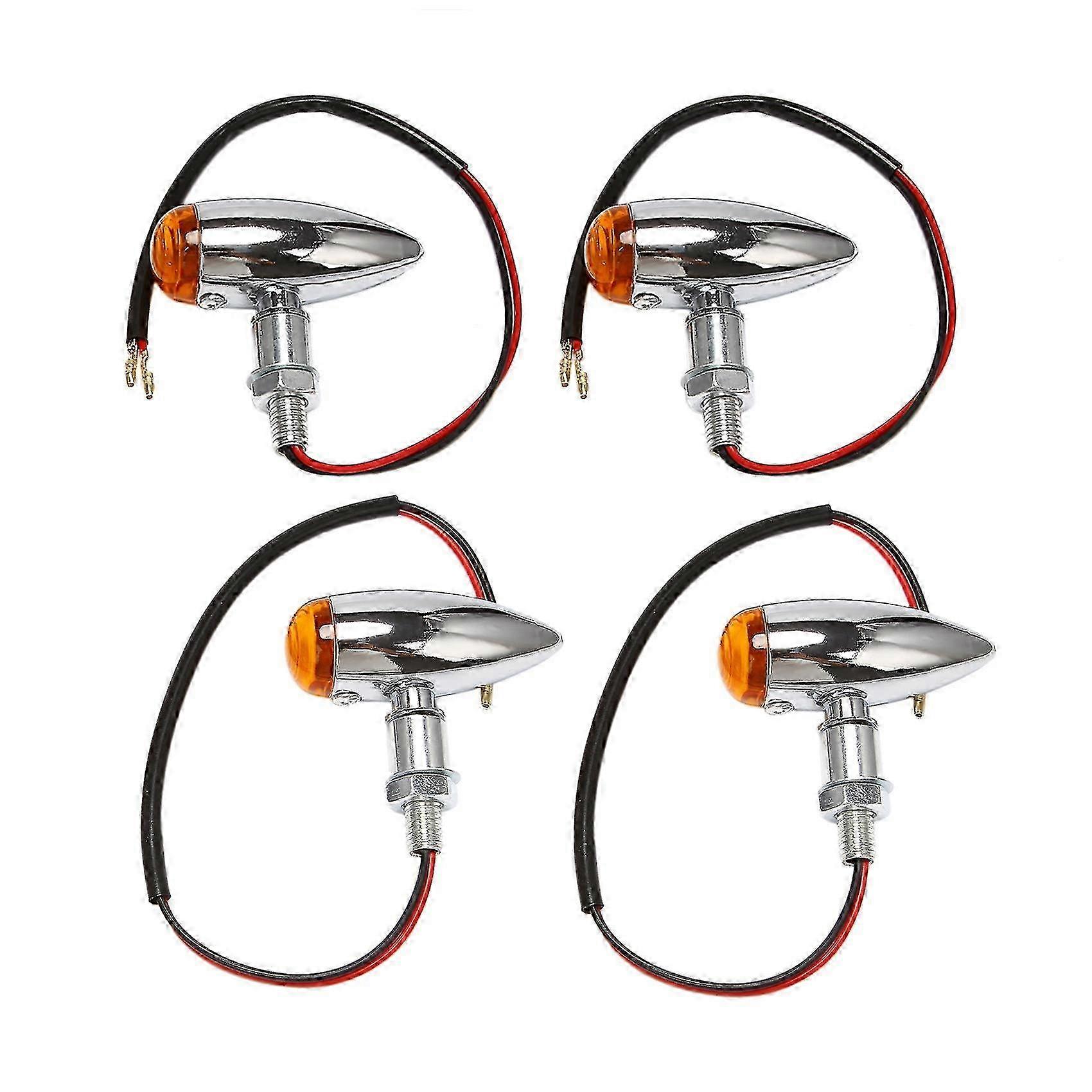 4Pcs/Set Chrome Motorcycle- Turn Signal Indicator Light Lamp Universal for ///