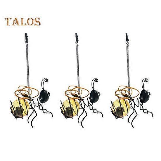 3 Pcs Solar Bee Simulation Lights IP44 Waterproof Outdoor Hanging Insect Light with Elastic Spring All-Weather Lighted Bee Decoration for Garden
