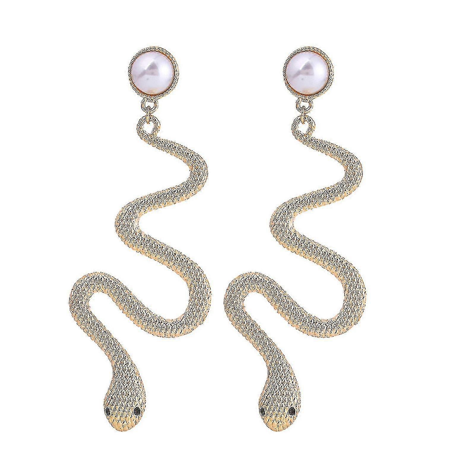 New Creative Temperament Long Pearl Earrings Personalized Snake-shaped Earrings