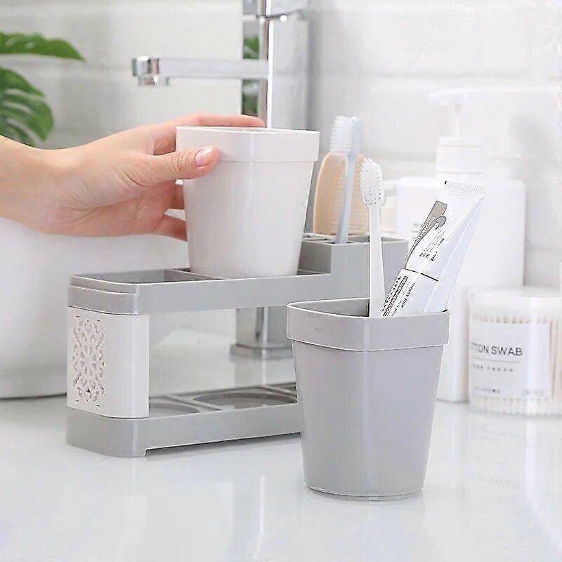 Multifunction Toothbrush Racks Free Punching Brush Set Tooth Cup Holders Teeth Vertical Cup Holder Storage Rack Toothpaste