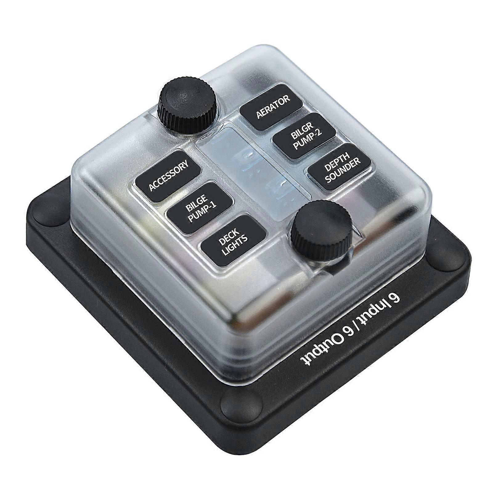 6 Way Block with Ground Circuit Box Holder for Protection Cover LED Light Indication Bolt Terminals