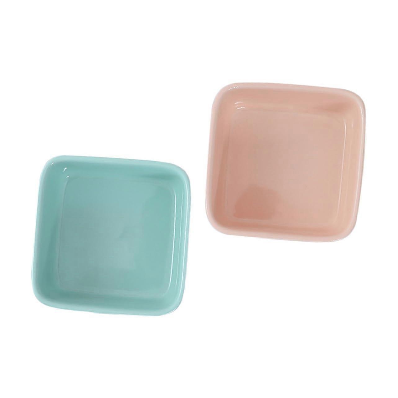 Mini Ceramic Pet Bowl Set 2 Pcs for Rabbit Hamster and Squirrel Scratch and Leak Design