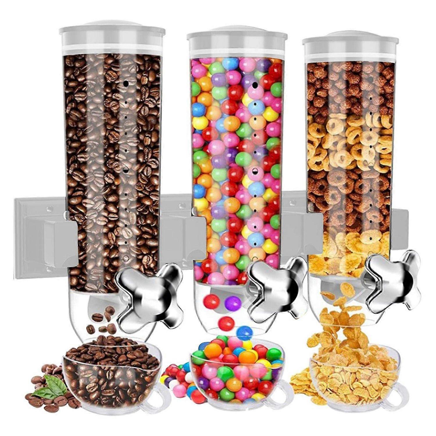 3 x 1.6 liter cornflake dispenser, wall-mounted, 3 * sealed cups, compact design, easy installation