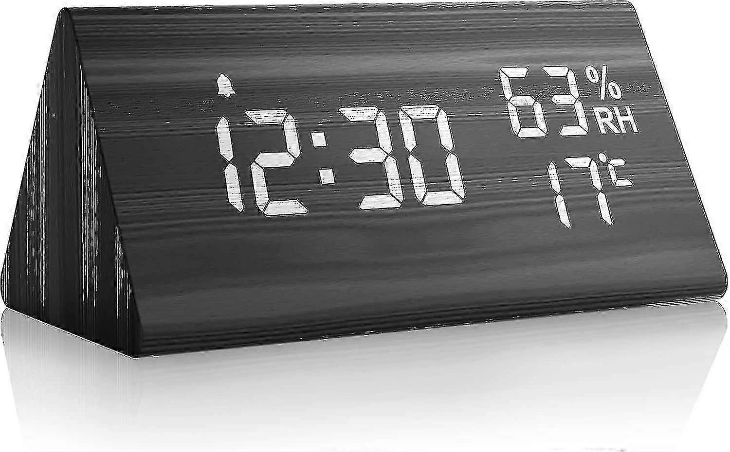 Alarm Clock Digital Clock Wood, Table Clock Digital With Voice Control/snooze/date/tempera
