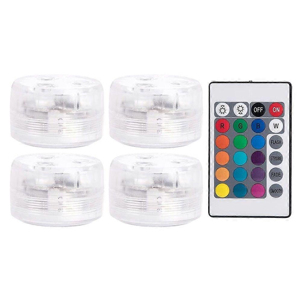 4pcs Underwater LED Lights Submersible Pool Lights with Remote-Control Color Changing Diving Lights for Ponds Fountains and Aquariums
