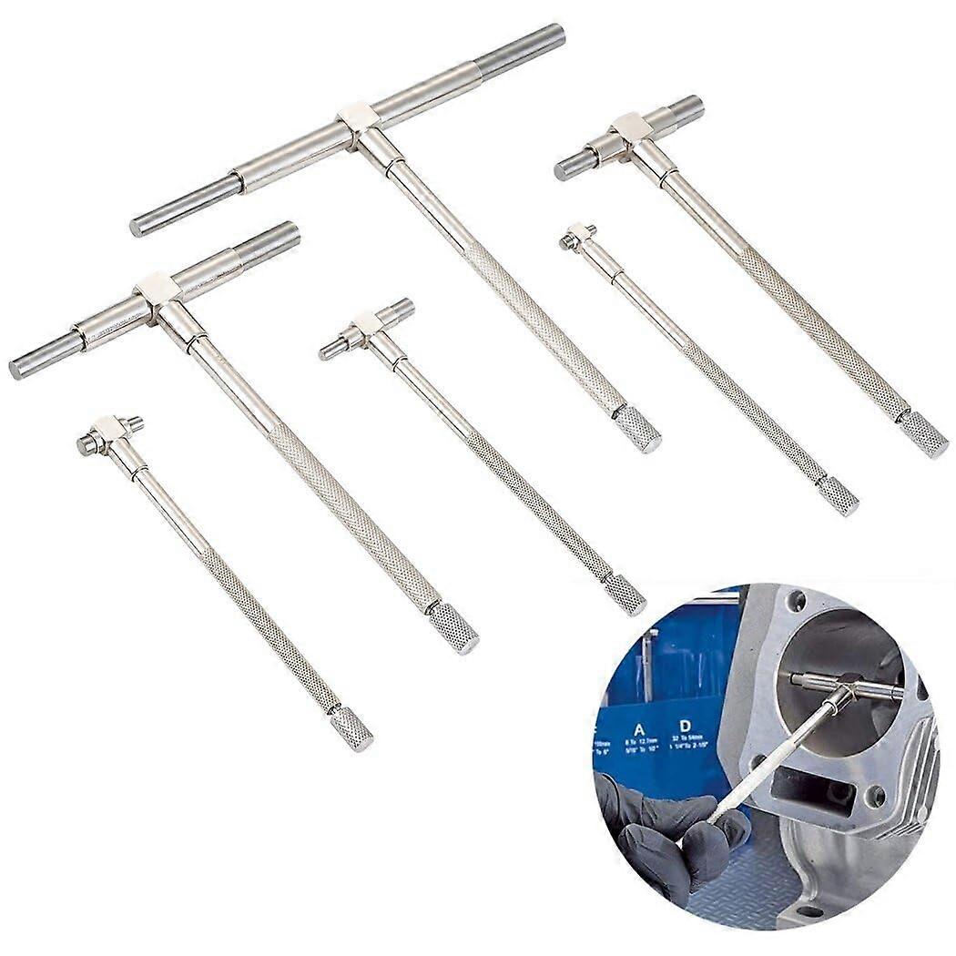 6Piece Set Telescopic TBore Hole Gauges, Precision Measurement from 5/16'' to 6'' with Storage Pouch