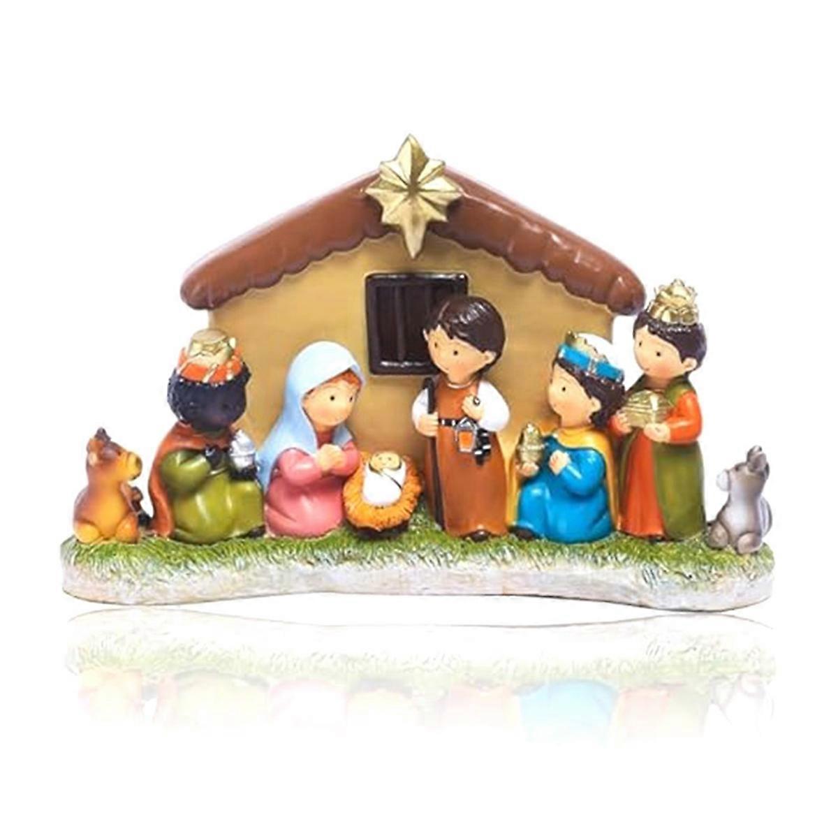 Mini Nativity Set, Indoor Nativity Scene with LED Light