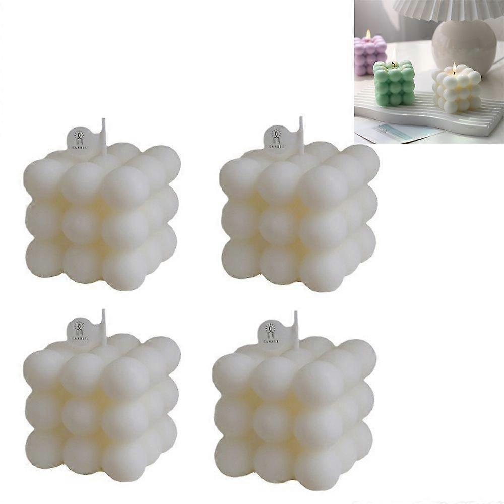 Bubble Cube Shape Scented Candle - White - 4 Pack