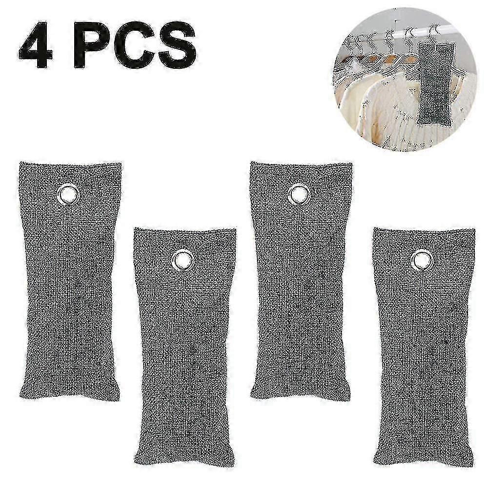 4 Pack Activated Bamboo Charcoal Purifying Bags, Activated Charcoal Shoe Deodorizer Bags, Eliminator For Car, Shoe, Closet, Bathroo