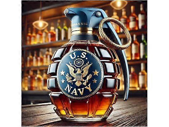 Military Hand Grenade Whiskey Bottle 2025 Engraved Hand-Grenade Shape Glass 303ml Leak-Proof & Durable Whiskey Decanter Military Collection Veteran Gi