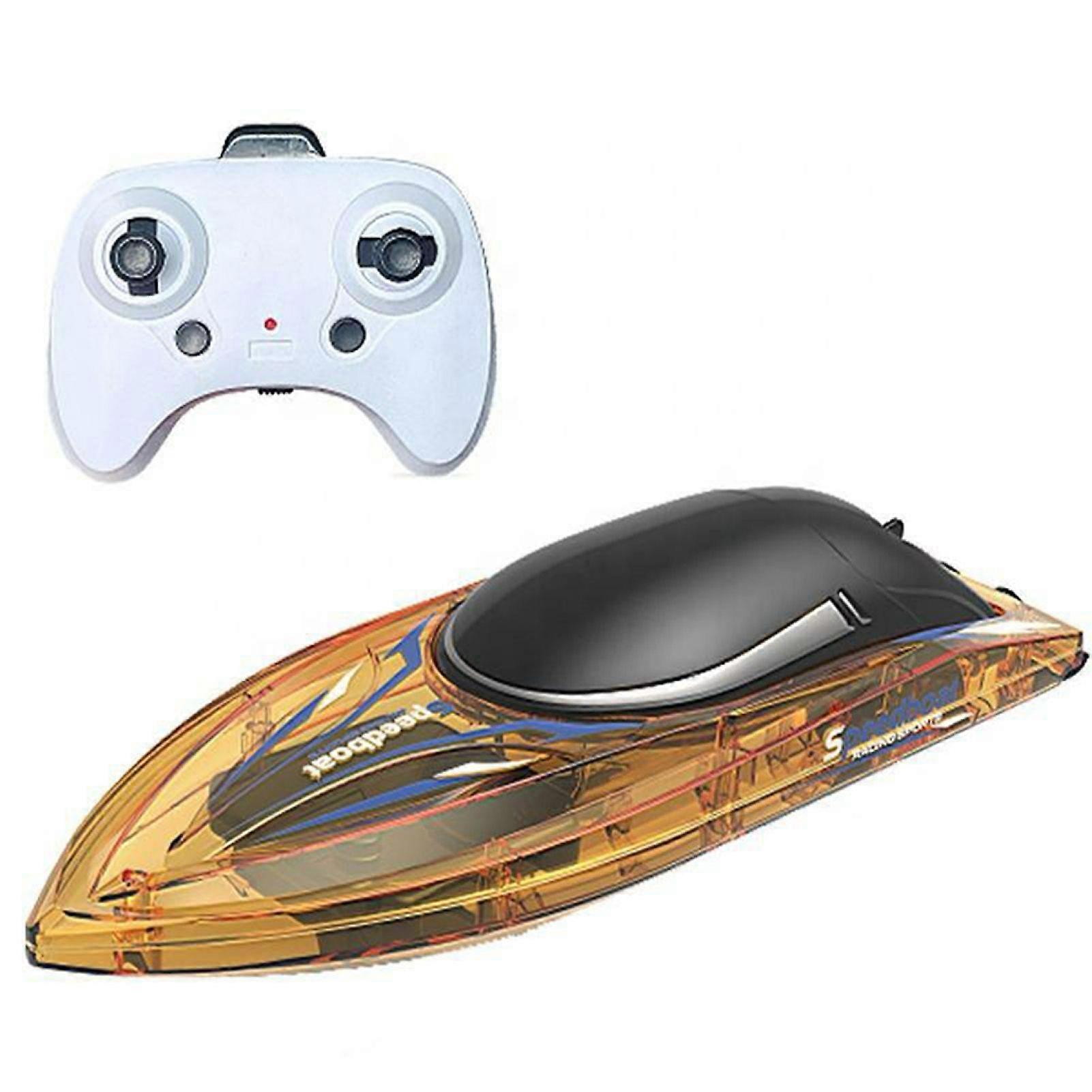 Remote Control Boat for Adults & Kids, 2.4GHz 30km/h Remote Control Speedboat for Pool and Lake, Electric Boat Toy with LED Lights (Transparent Blue)