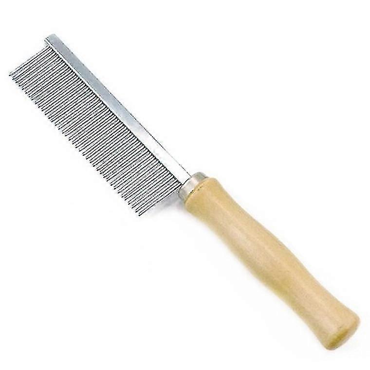 Hair Buster Comb For Pets With Wooden Handle Stainless Steel Single Row Comb Single Row Comb For Cat And Dog Large Single Row Comb With Wooden Handle-